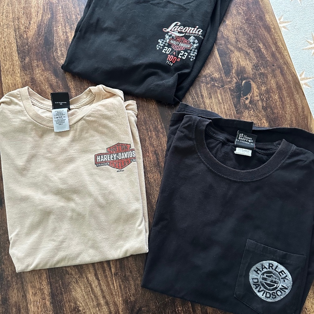 3 Harley Tee's, size L